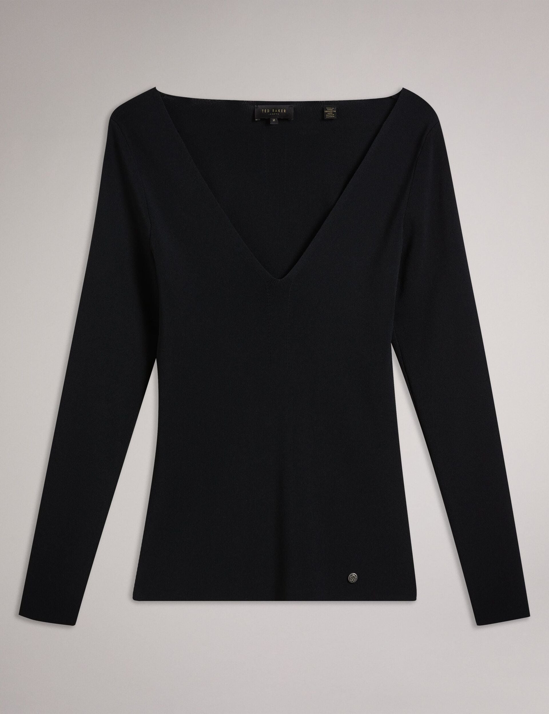Ted Baker CILESTE - Fitted V-Neck Long Sleeve Knit Top