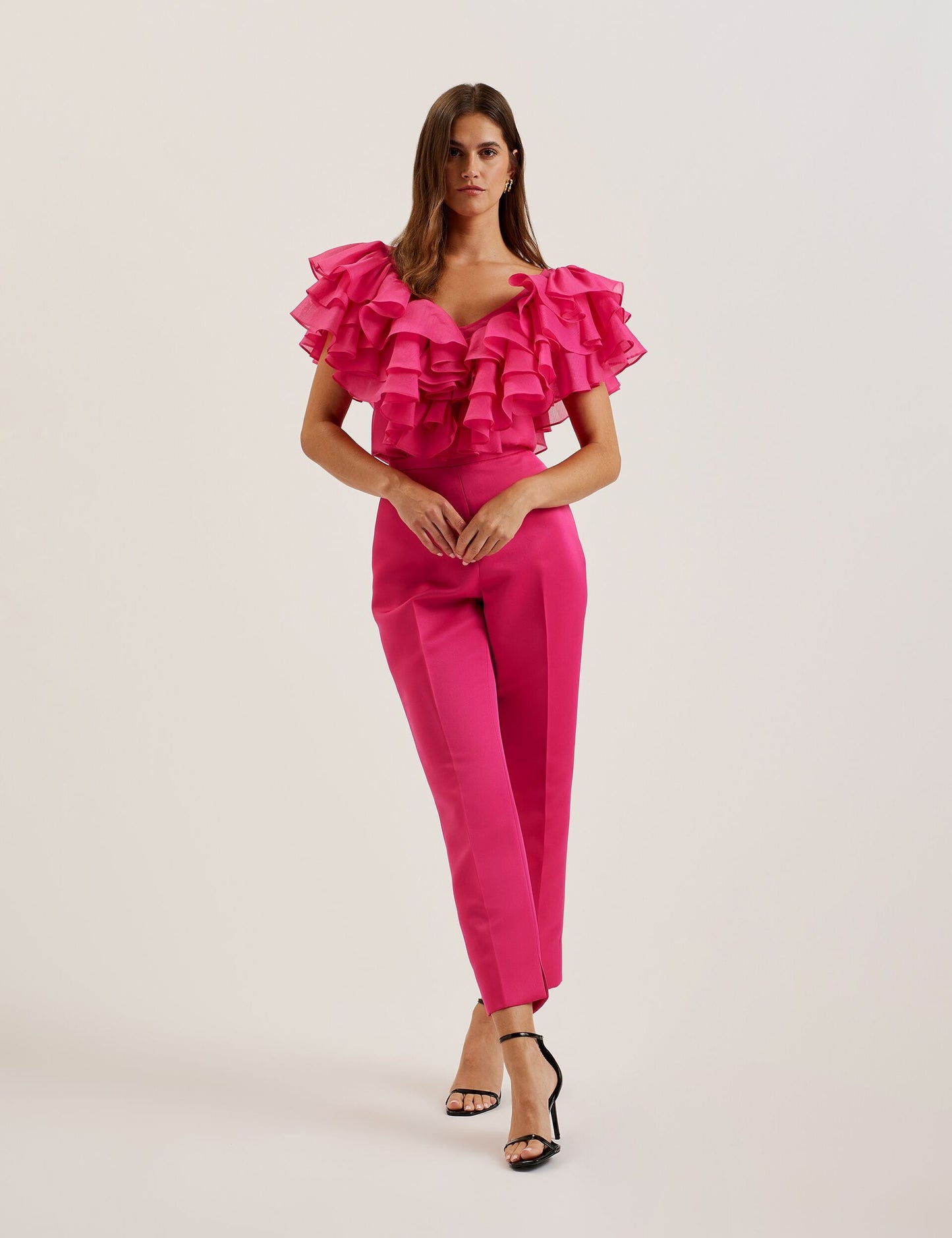 Ted Baker CALONDA - Oversized Frill Trim V-Neck Top