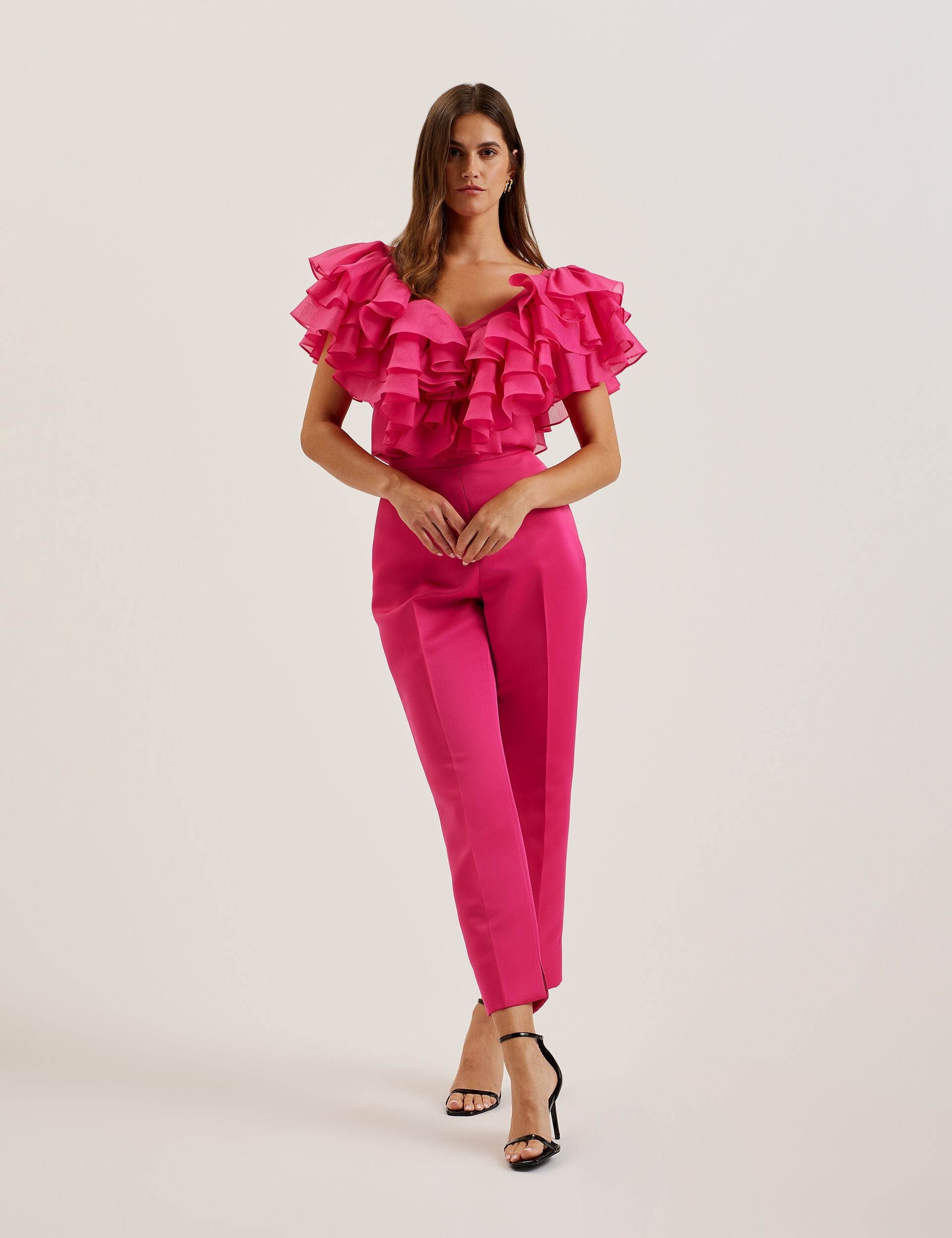 Ted Baker CALONDA - Oversized Frill Trim V-Neck Top