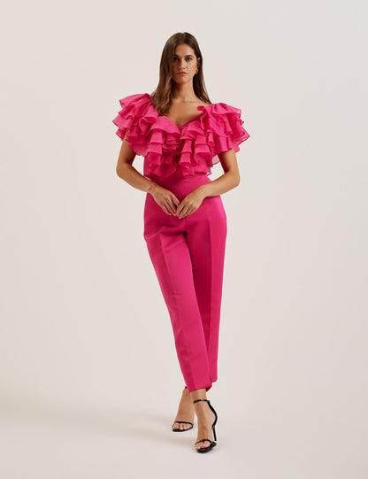 Ted Baker CALONDA - Oversized Frill Trim V-Neck Top