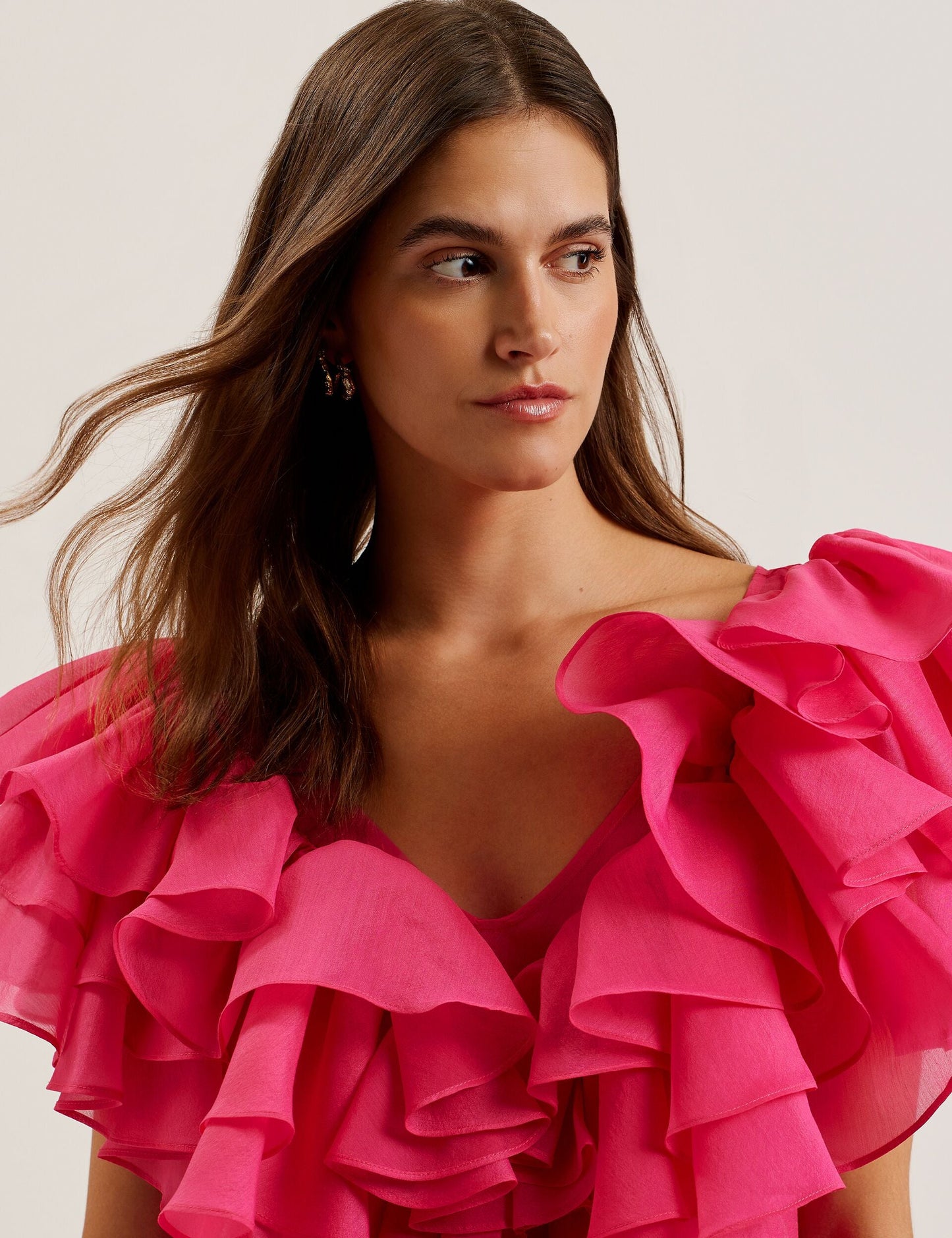 Ted Baker CALONDA - Oversized Frill Trim V-Neck Top