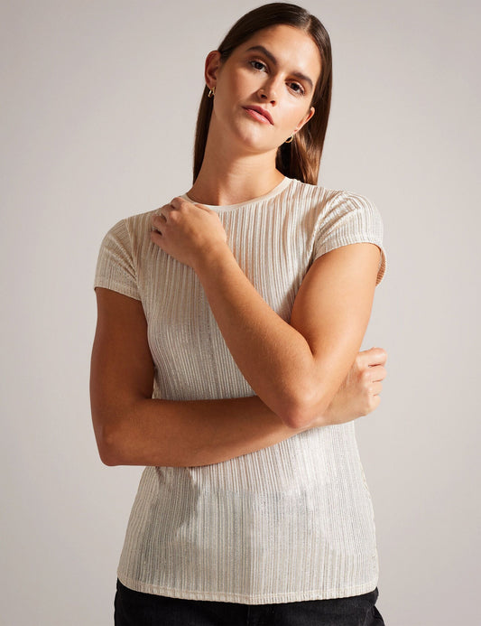 Ted Baker KATRINO - Metallic Short Sleeve Crew Neck