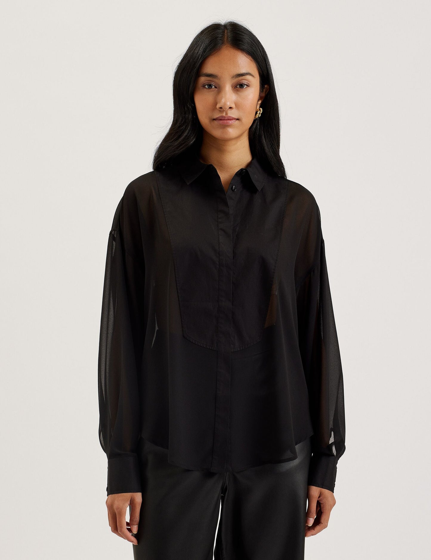 Ted Baker LECHOSA - Bib Front Sheer Long Sleeve Blouse