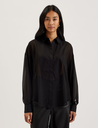 Ted Baker LECHOSA - Bib Front Sheer Long Sleeve Blouse