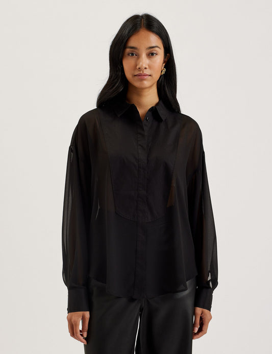 Ted Baker LECHOSA - Bib Front Sheer Long Sleeve Blouse