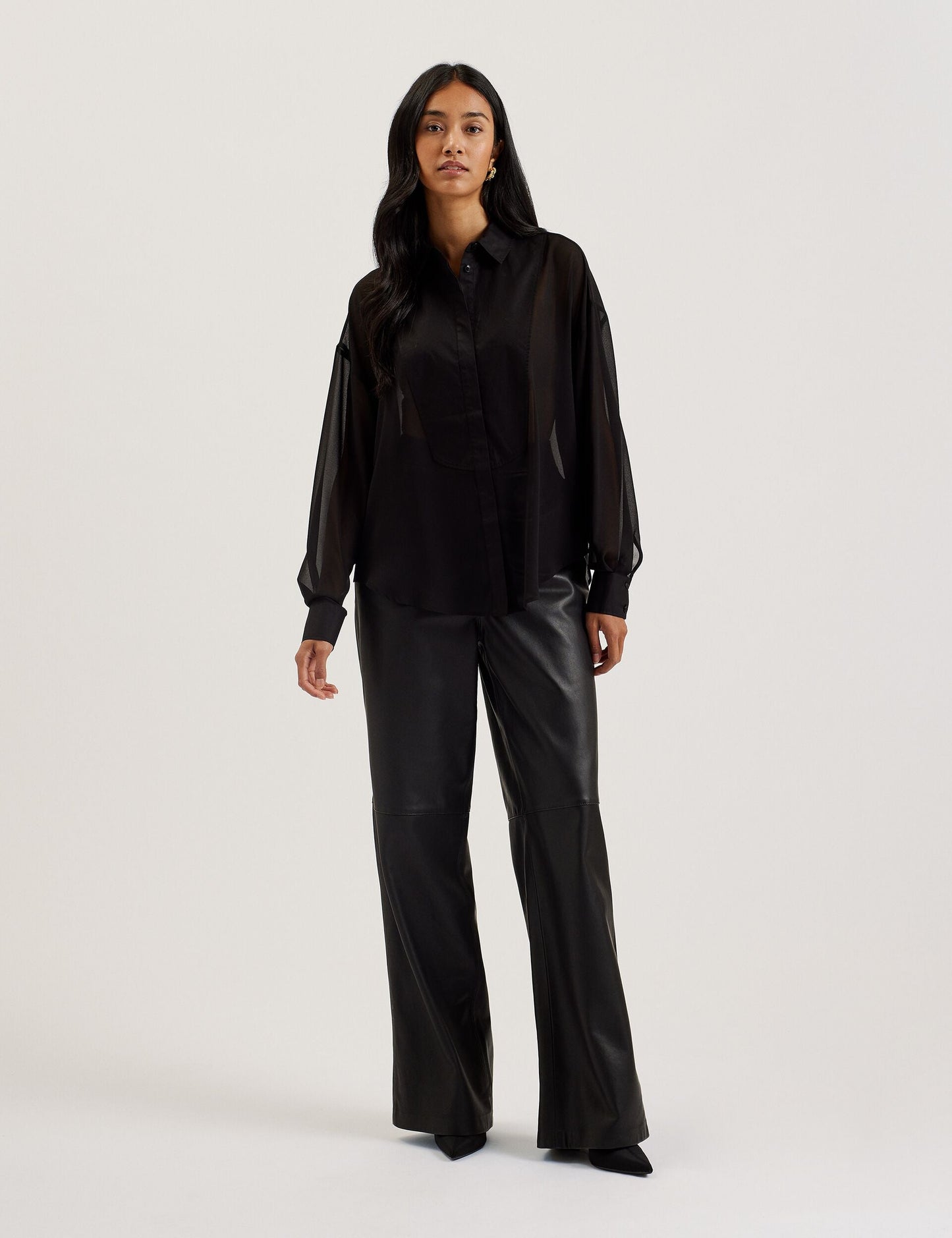 Ted Baker LECHOSA - Bib Front Sheer Long Sleeve Blouse