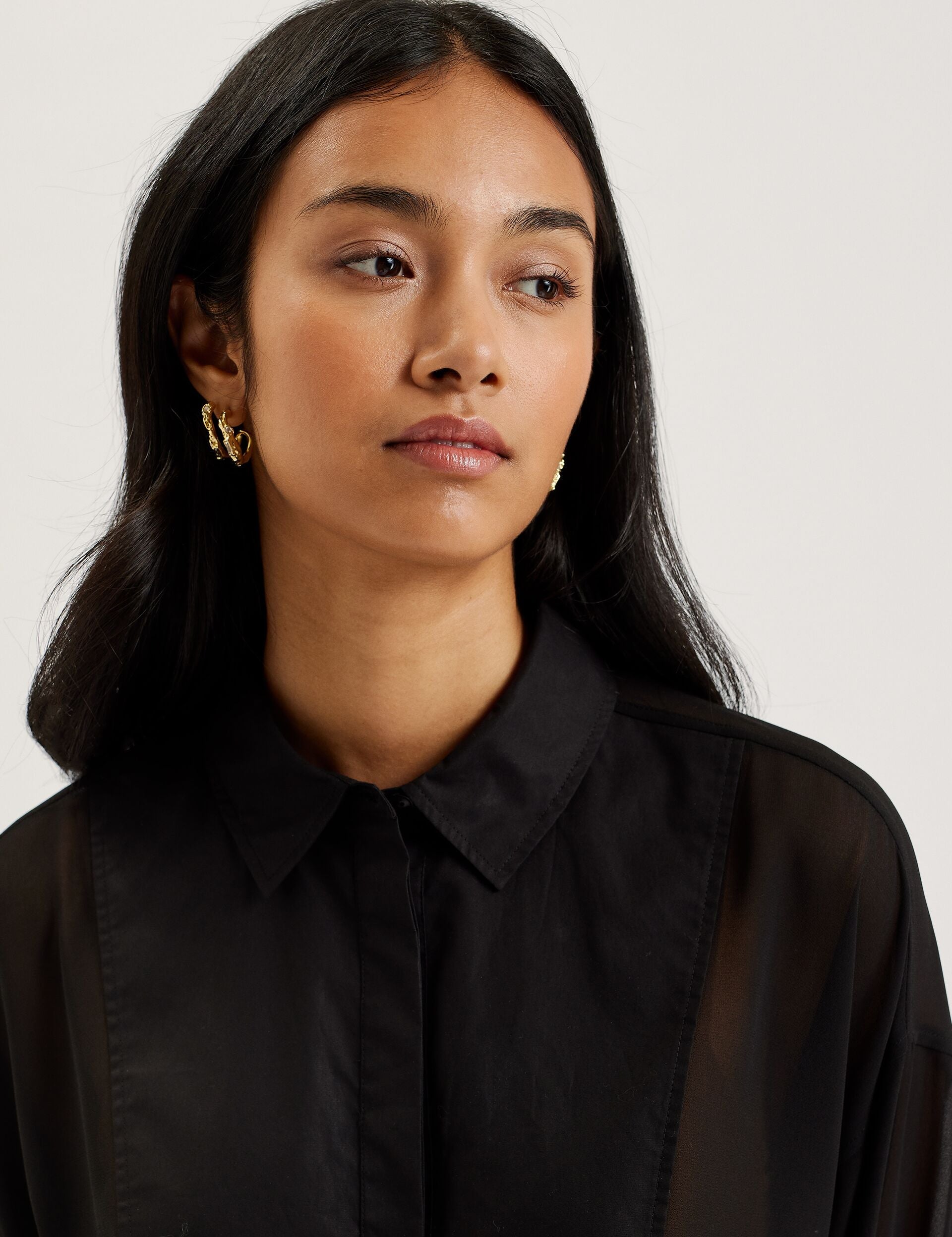 Ted Baker LECHOSA - Bib Front Sheer Long Sleeve Blouse