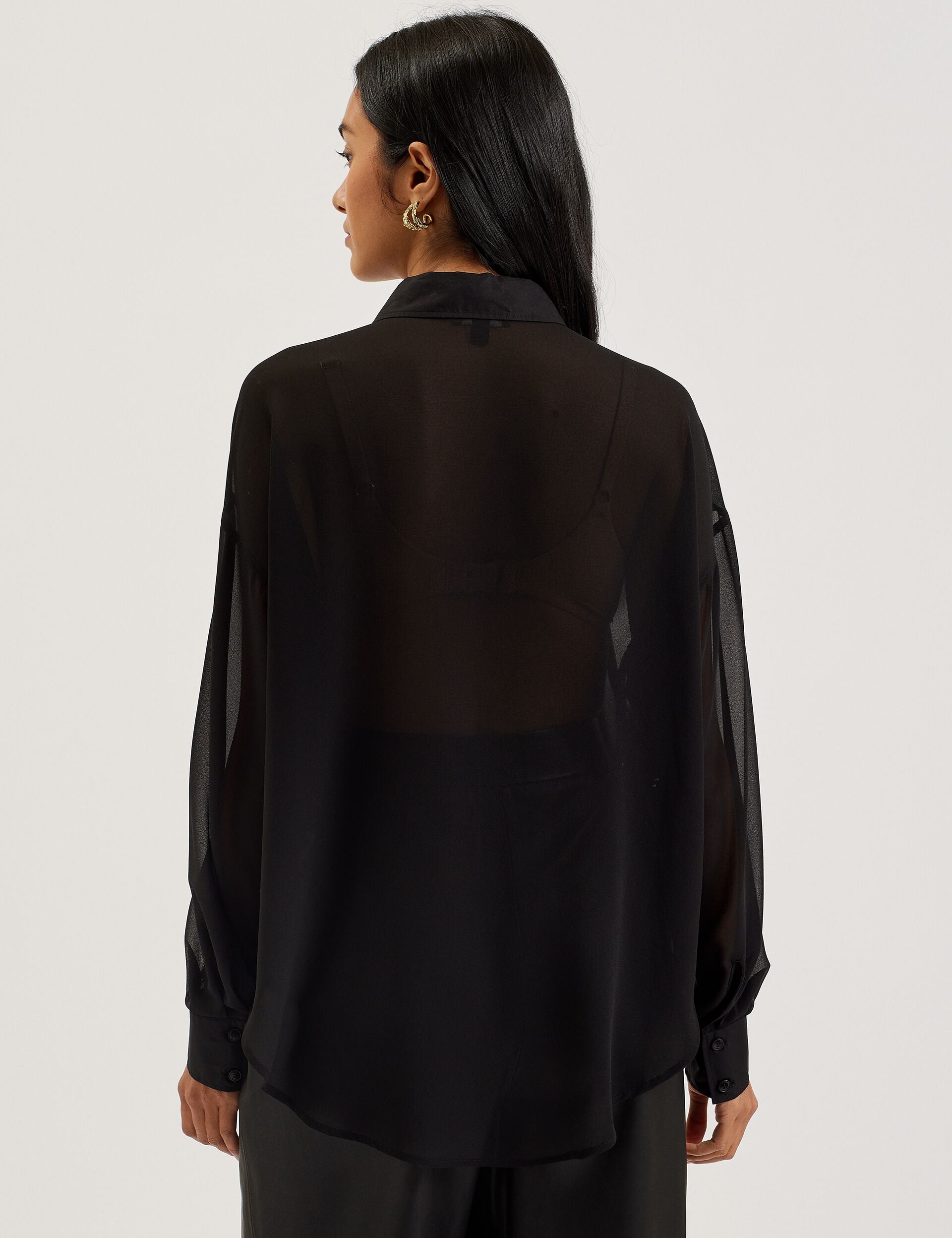 Ted Baker LECHOSA - Bib Front Sheer Long Sleeve Blouse