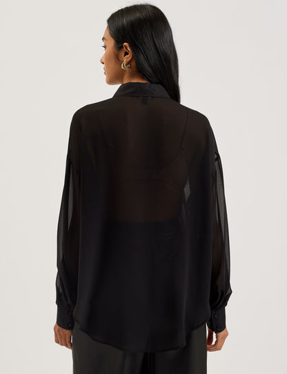 Ted Baker LECHOSA - Bib Front Sheer Long Sleeve Blouse