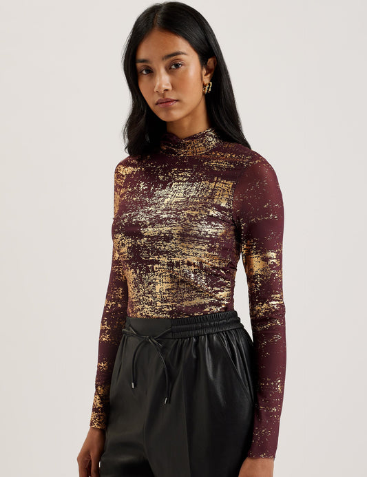 Ted Baker SOFIY - Foil Print High Neck Mesh Top