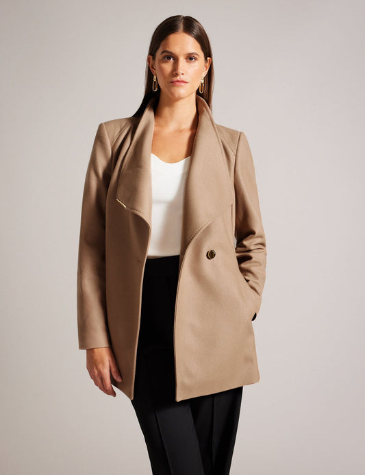 Ted Baker Ted Baker Women's ROSESSO Short Belted Wool Wrap Coat in Camel