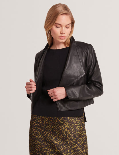 Ted Baker RIYOZE - Wrap Front Cropped Leather Jacket