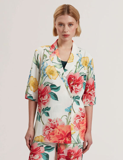 Ted Baker NYMPHA - Floral Short Sleeve Oversized Blazer