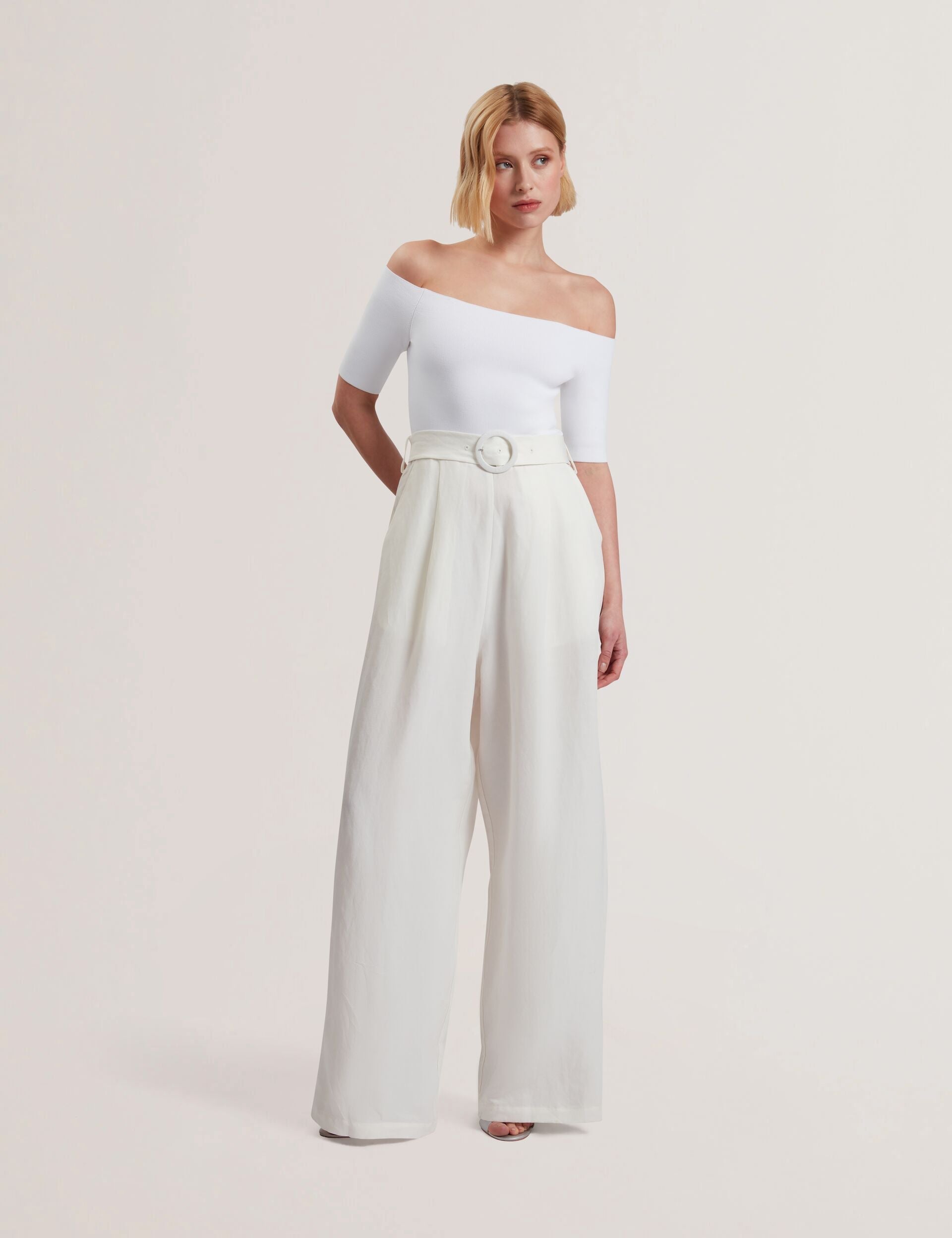 Ted Baker ANGELIY - Bardot Knit Top Wide Leg Belted Jumpsuit