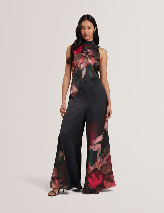 Ted Baker KINSALA - Printed Neck Tie Detail Wide Leg Jumpsuit