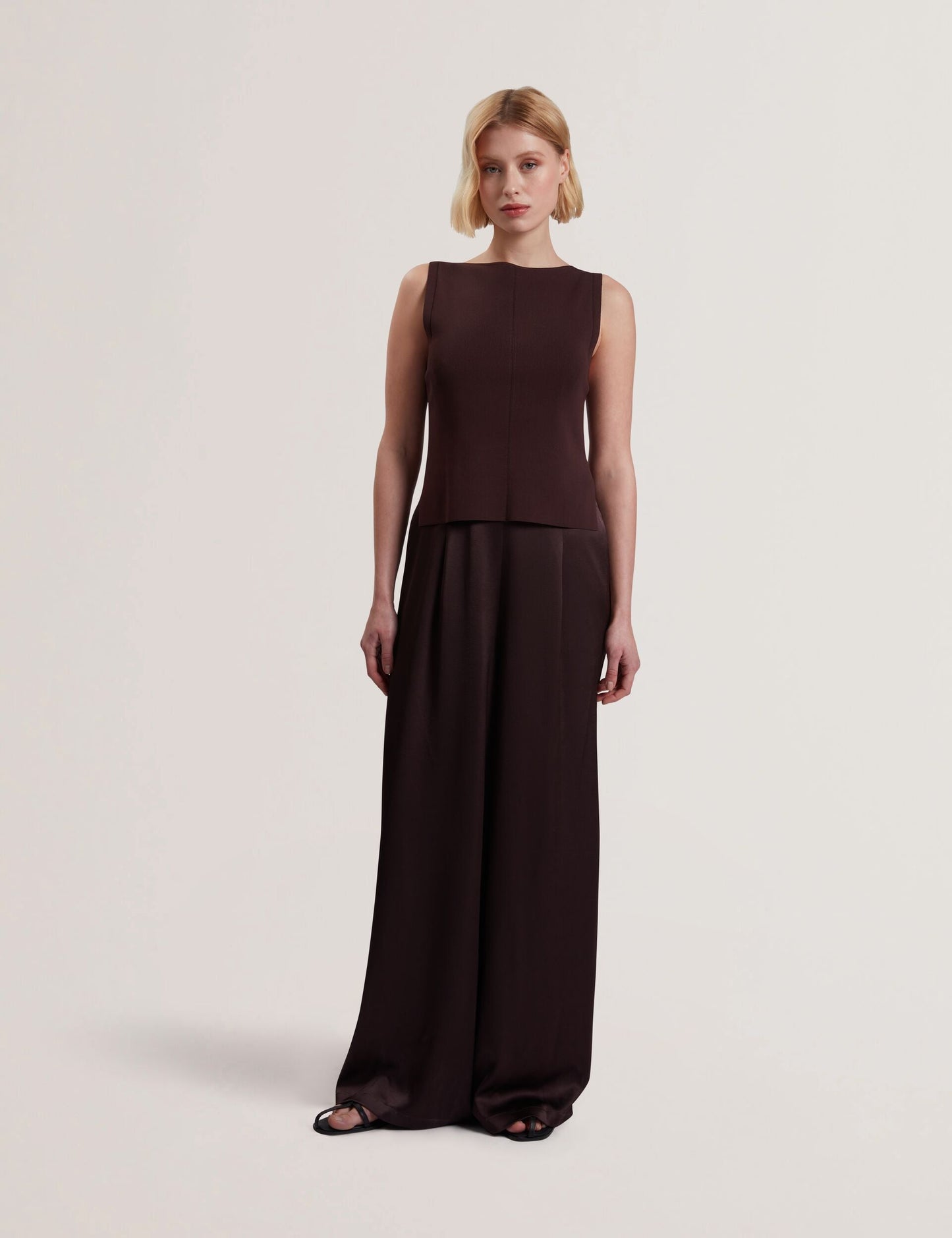 Ted Baker RAYYNA - Wide Leg Satin Jumpsuit With Knitted Tank