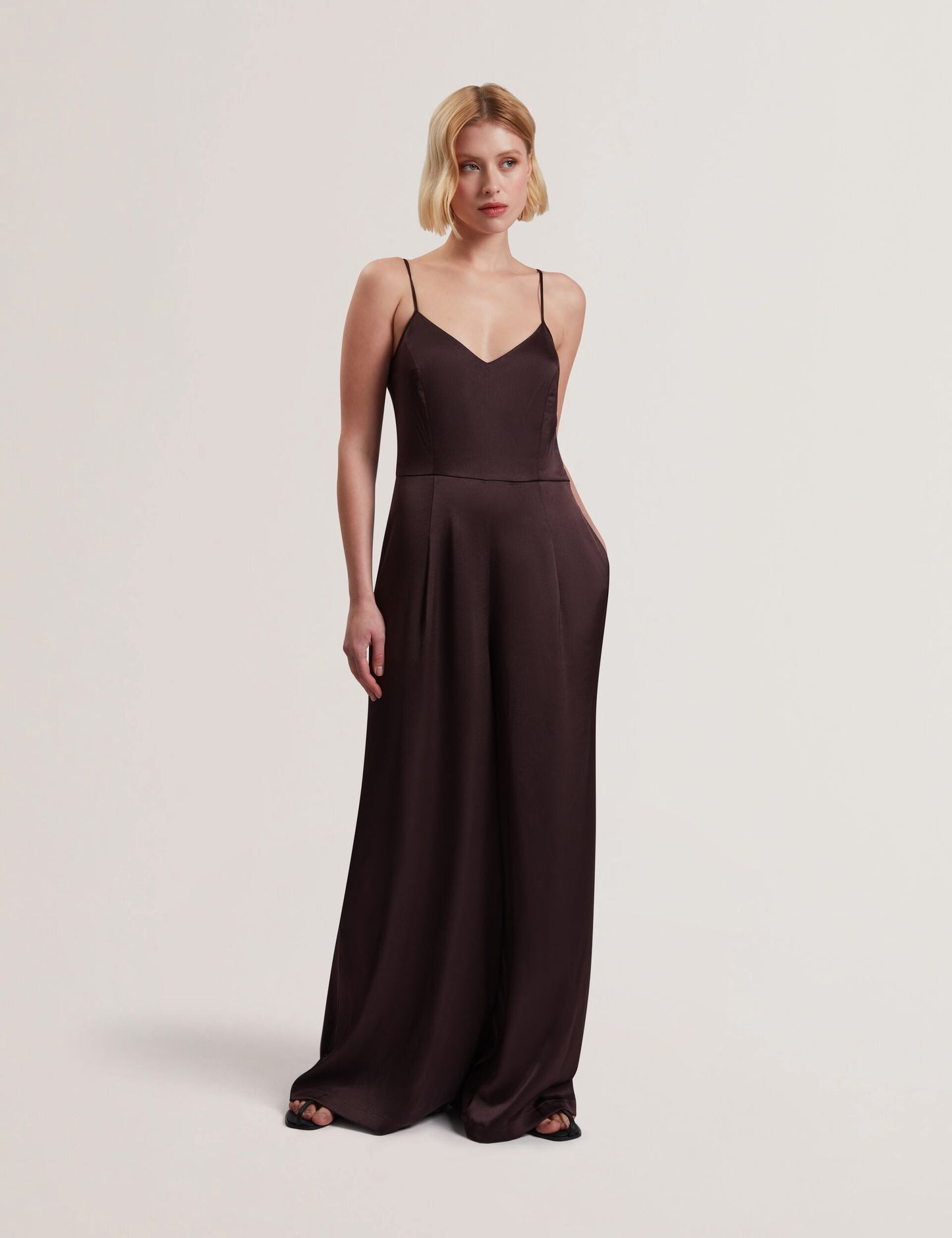 Ted Baker RAYYNA - Wide Leg Satin Jumpsuit With Knitted Tank