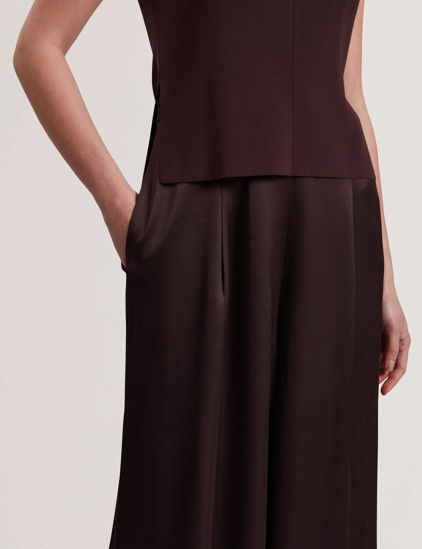 Ted Baker RAYYNA - Wide Leg Satin Jumpsuit With Knitted Tank