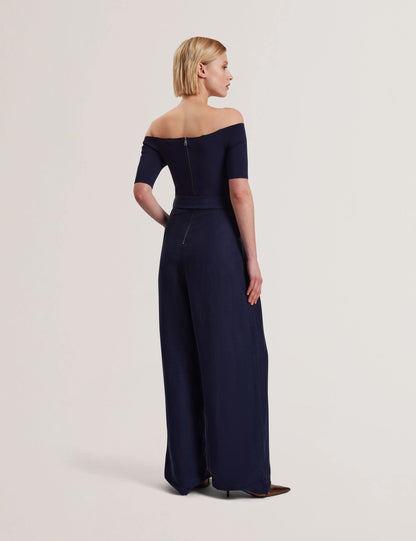 Ted Baker ANGELIY - Bardot Knit Top Wide Leg Belted Jumpsuit