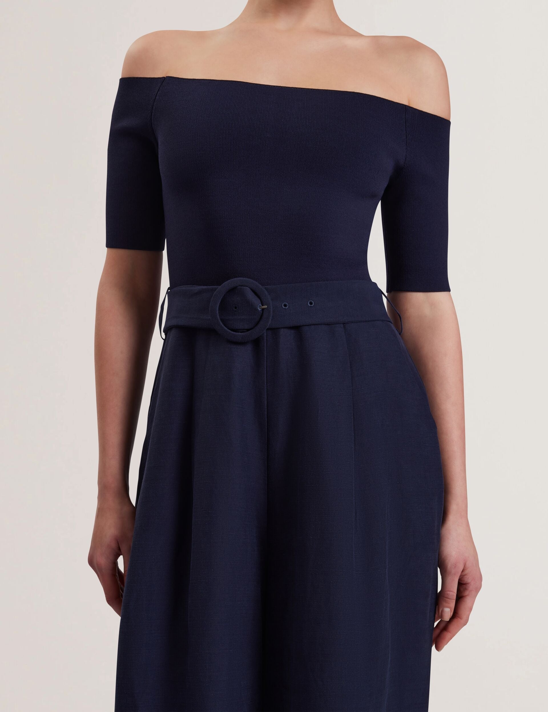 Ted Baker ANGELIY - Bardot Knit Top Wide Leg Belted Jumpsuit