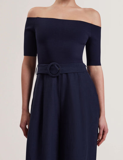 Ted Baker ANGELIY - Bardot Knit Top Wide Leg Belted Jumpsuit