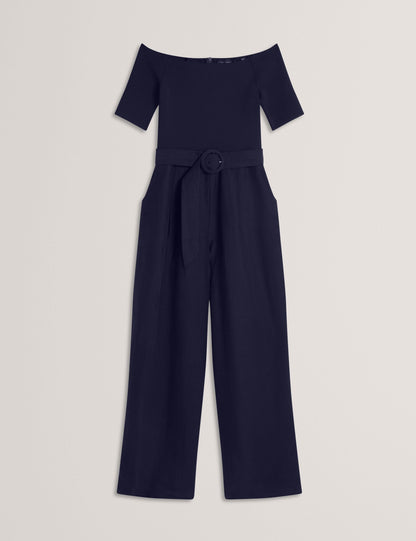 Ted Baker ANGELIY - Bardot Knit Top Wide Leg Belted Jumpsuit