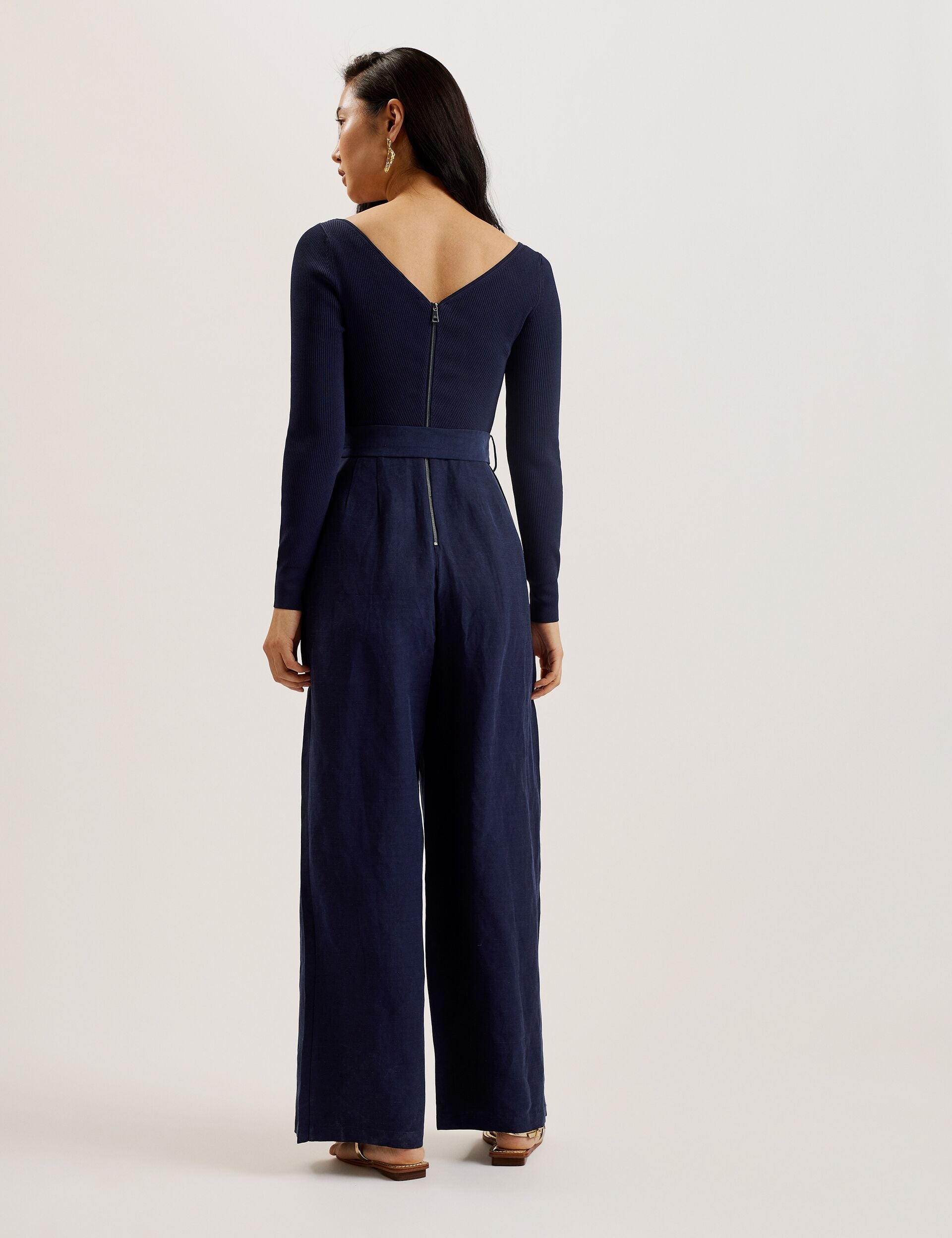 Ted Baker AGATEA - Off Shoulder Belted Wide Leg Jumpsuit