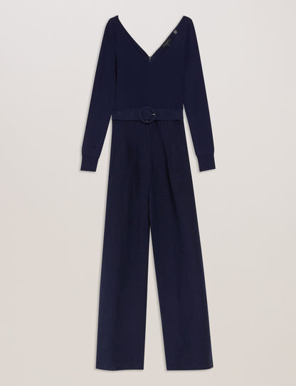 Ted Baker AGATEA - Off Shoulder Belted Wide Leg Jumpsuit