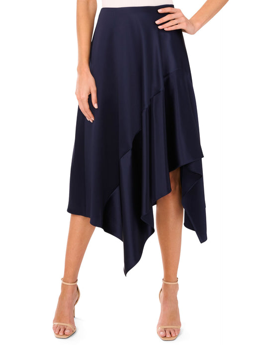 Ted Baker ASYMMETRIC MIDI SKIRT WITH PIPING DETAIL - Navy