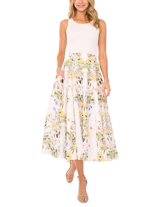 Ted Baker A-LINE LINEN MIDI SKIRT - White