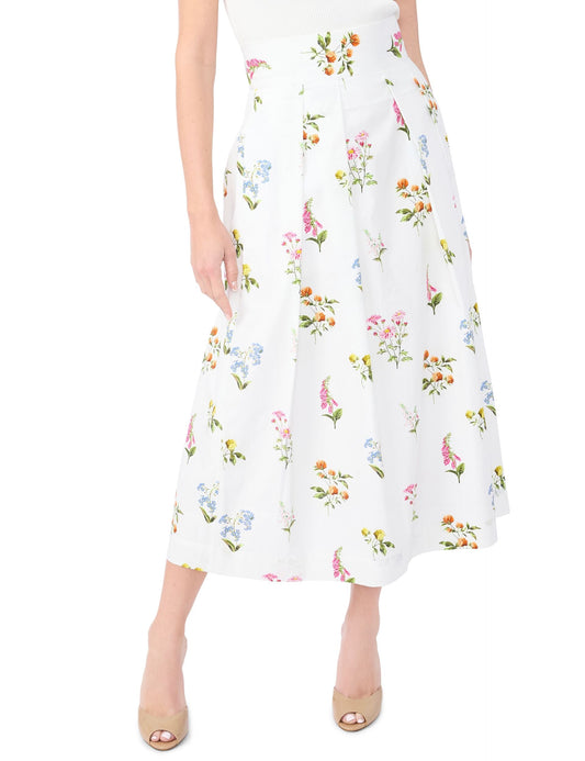 Ted Baker RIHANA Cotton Floral Pleated Midi Skirt