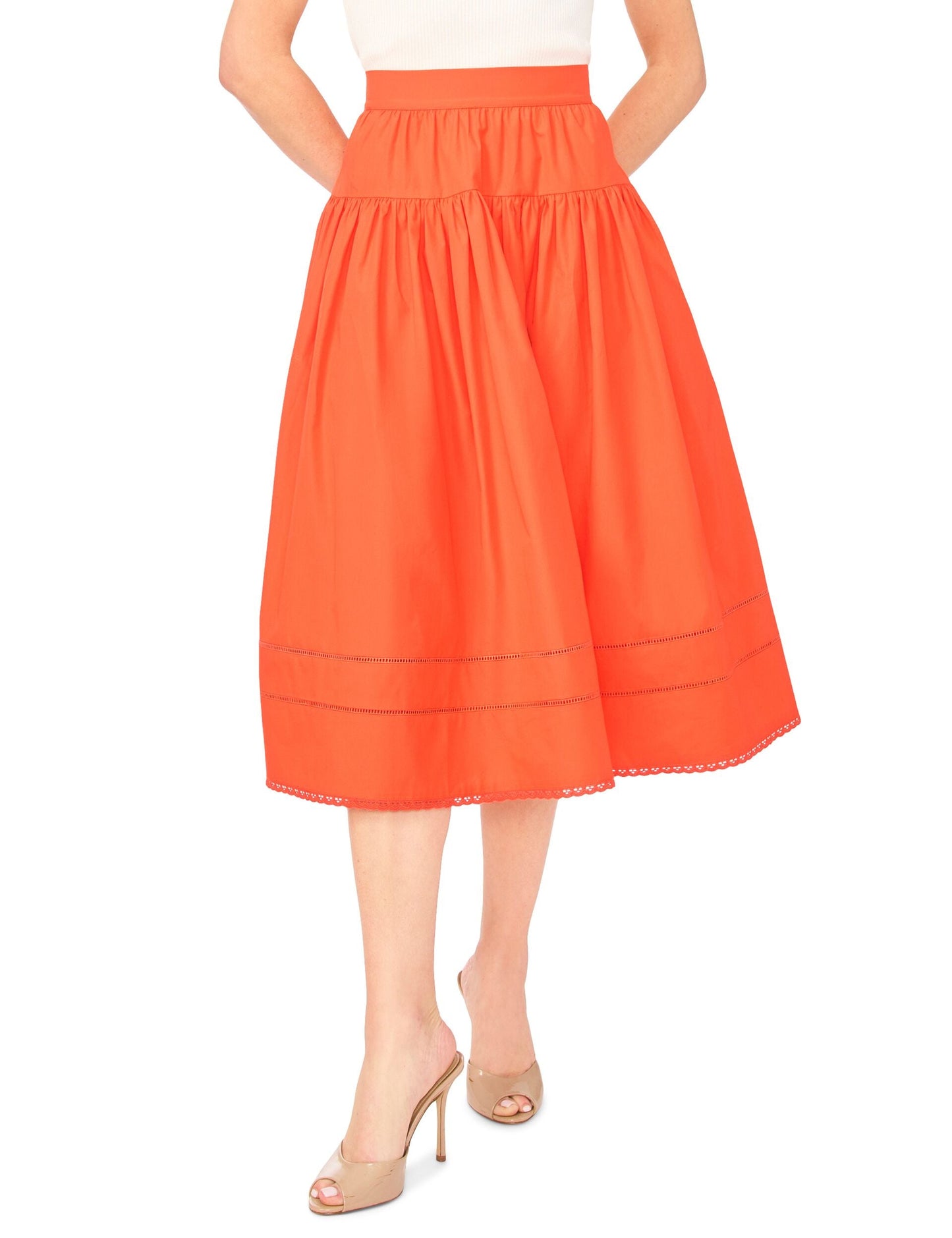 Ted Baker ERIN Picot Trim Cotton Full Midi Skirt