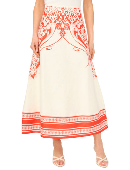 Ted Baker CARMEN Printed Detail Linen A-Line Midi Skirt