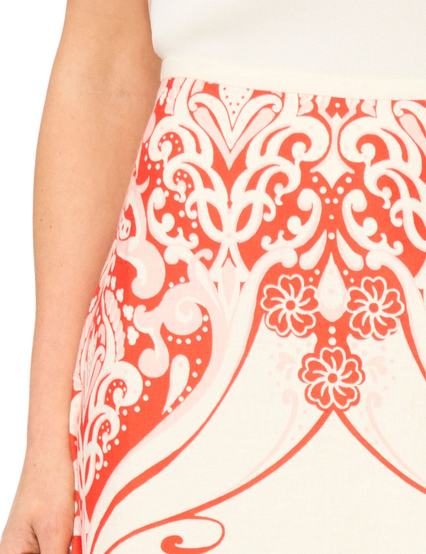 Ted Baker CARMEN Printed Detail Linen A-Line Midi Skirt