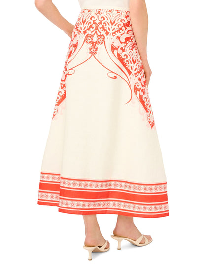Ted Baker CARMEN Printed Detail Linen A-Line Midi Skirt