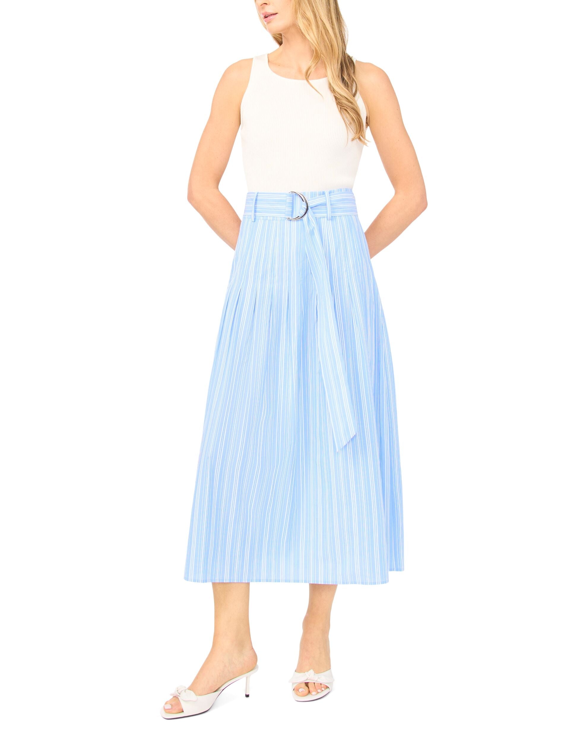 Ted Baker CARRIE Striped Cotton Belted Midi Skirt