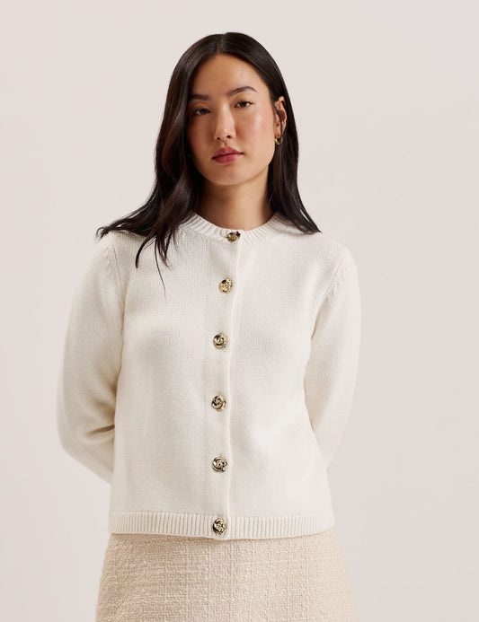 Ted Baker JAYCEY - Rose Button Knitted Crew Neck Cardigan