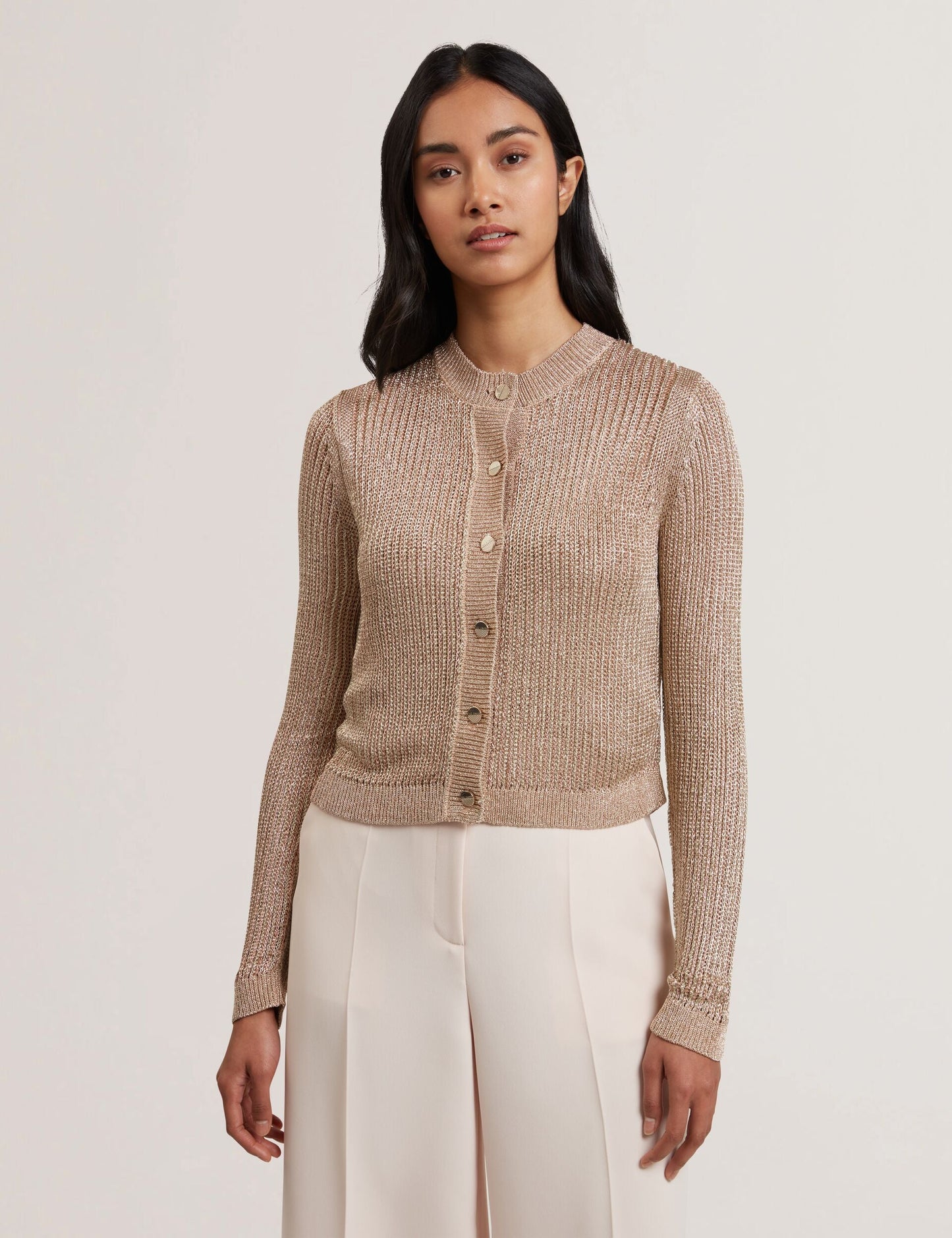 Ted Baker MANYA - Metallic Knit Cropped Cardigan