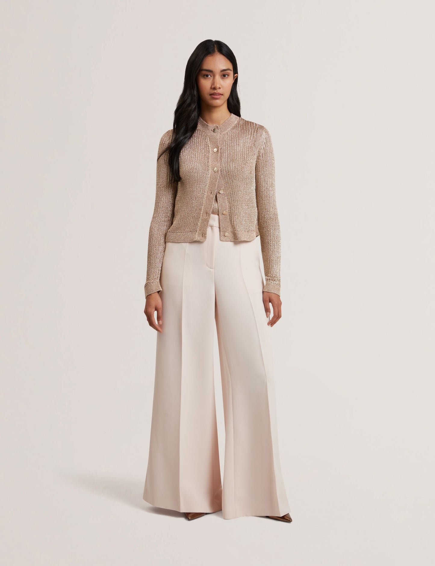 Ted Baker MANYA - Metallic Knit Cropped Cardigan