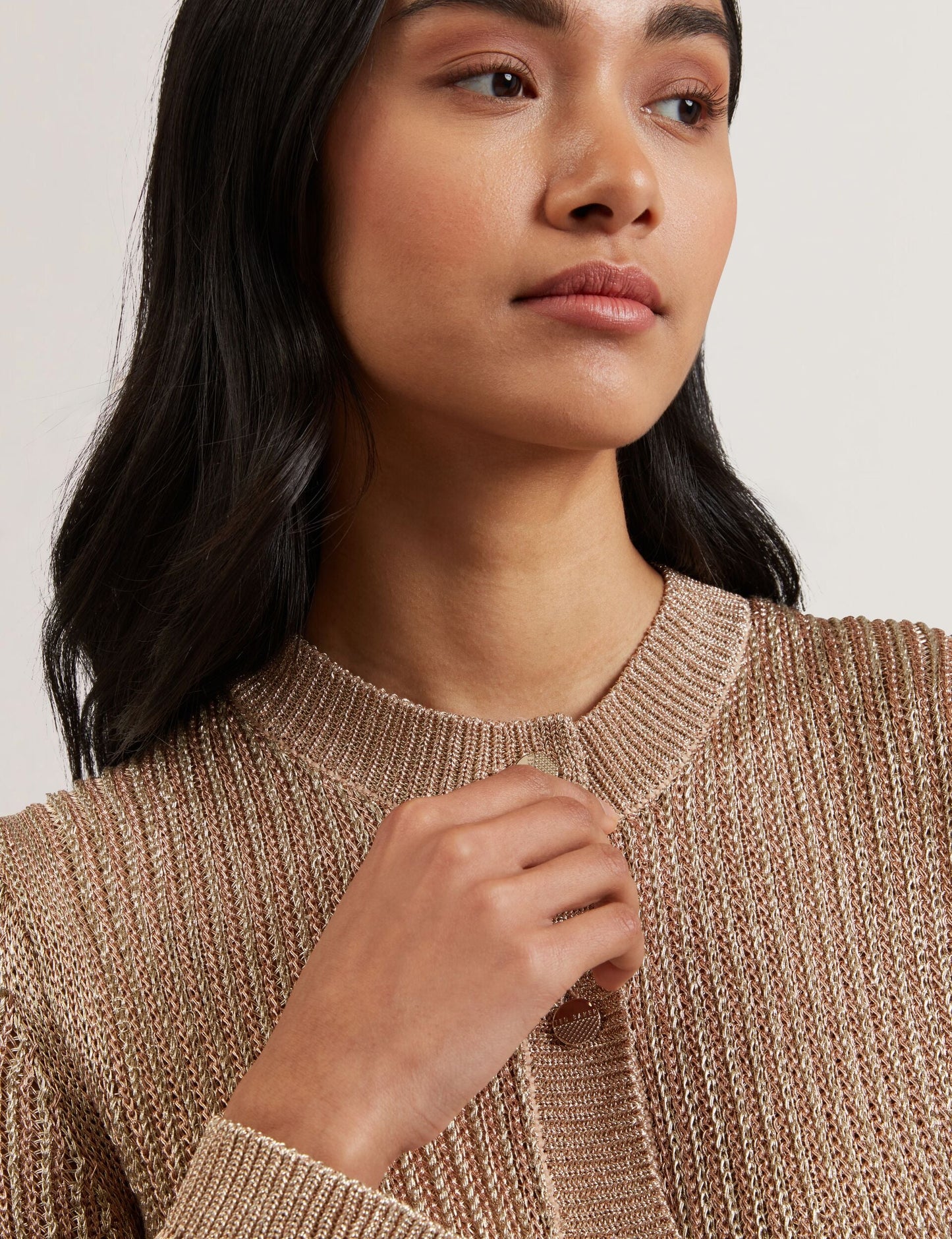 Ted Baker MANYA - Metallic Knit Cropped Cardigan