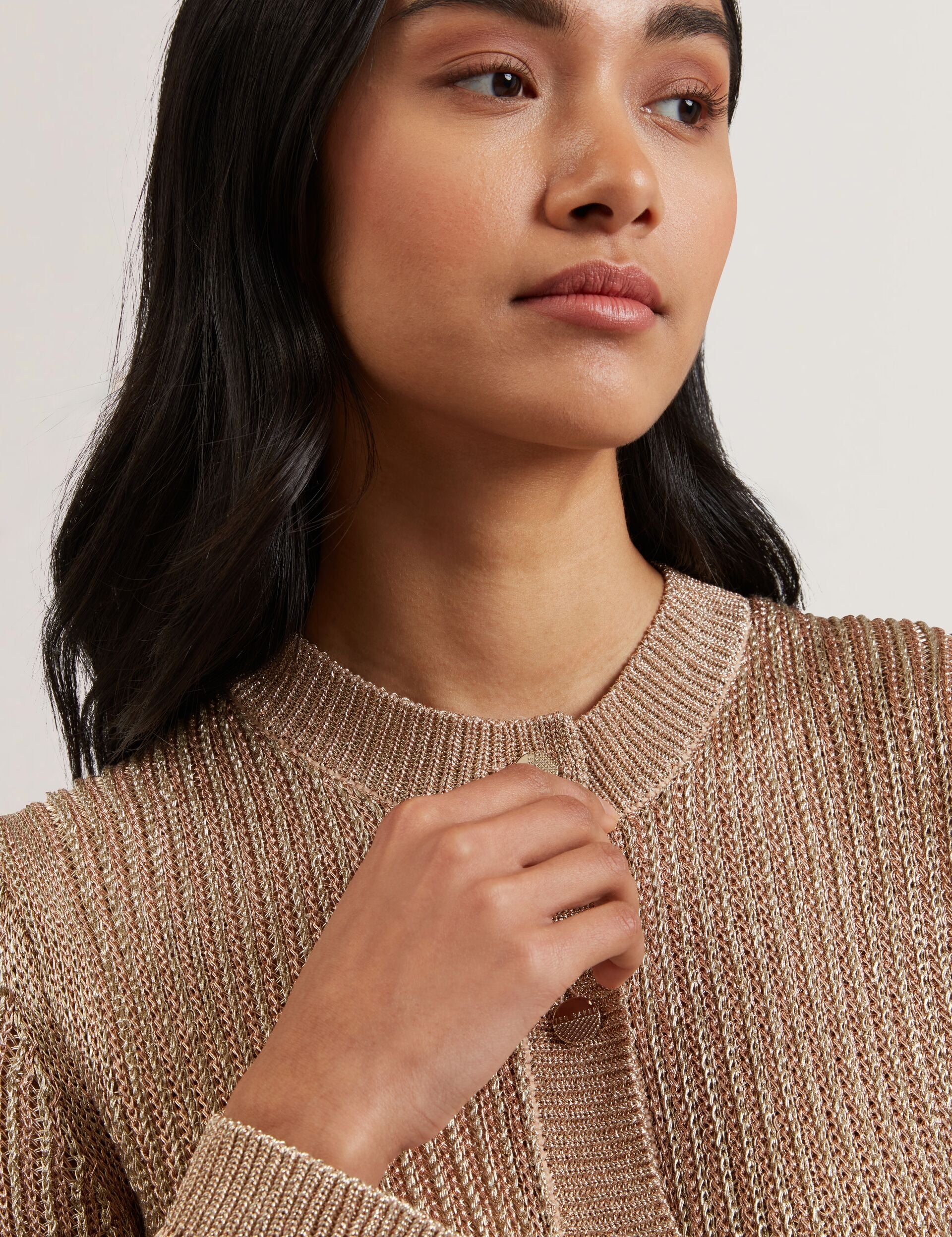 Ted Baker MANYA - Metallic Knit Cropped Cardigan