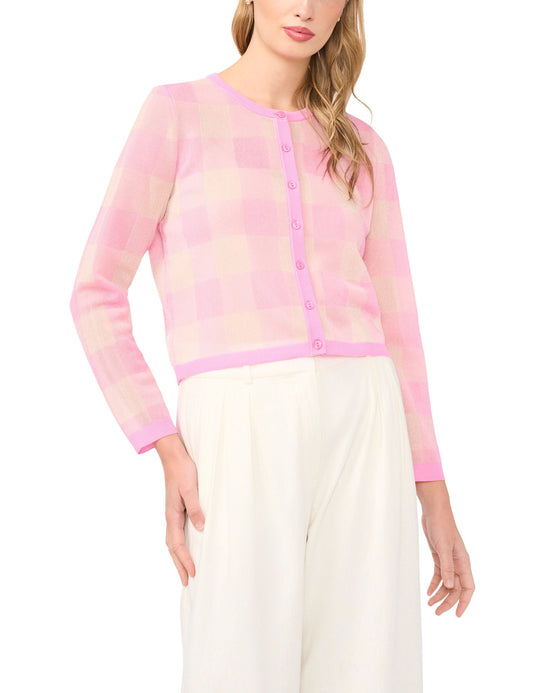 Ted Baker GRACIE Gingham Knit Crew Neck Cardigan