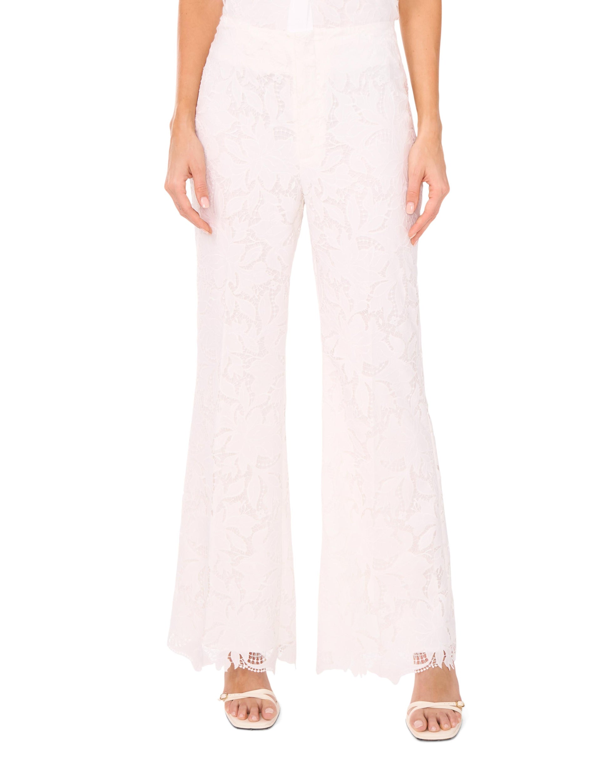 Ted Baker LACE FRONT PLEAT SUITING PANT - White