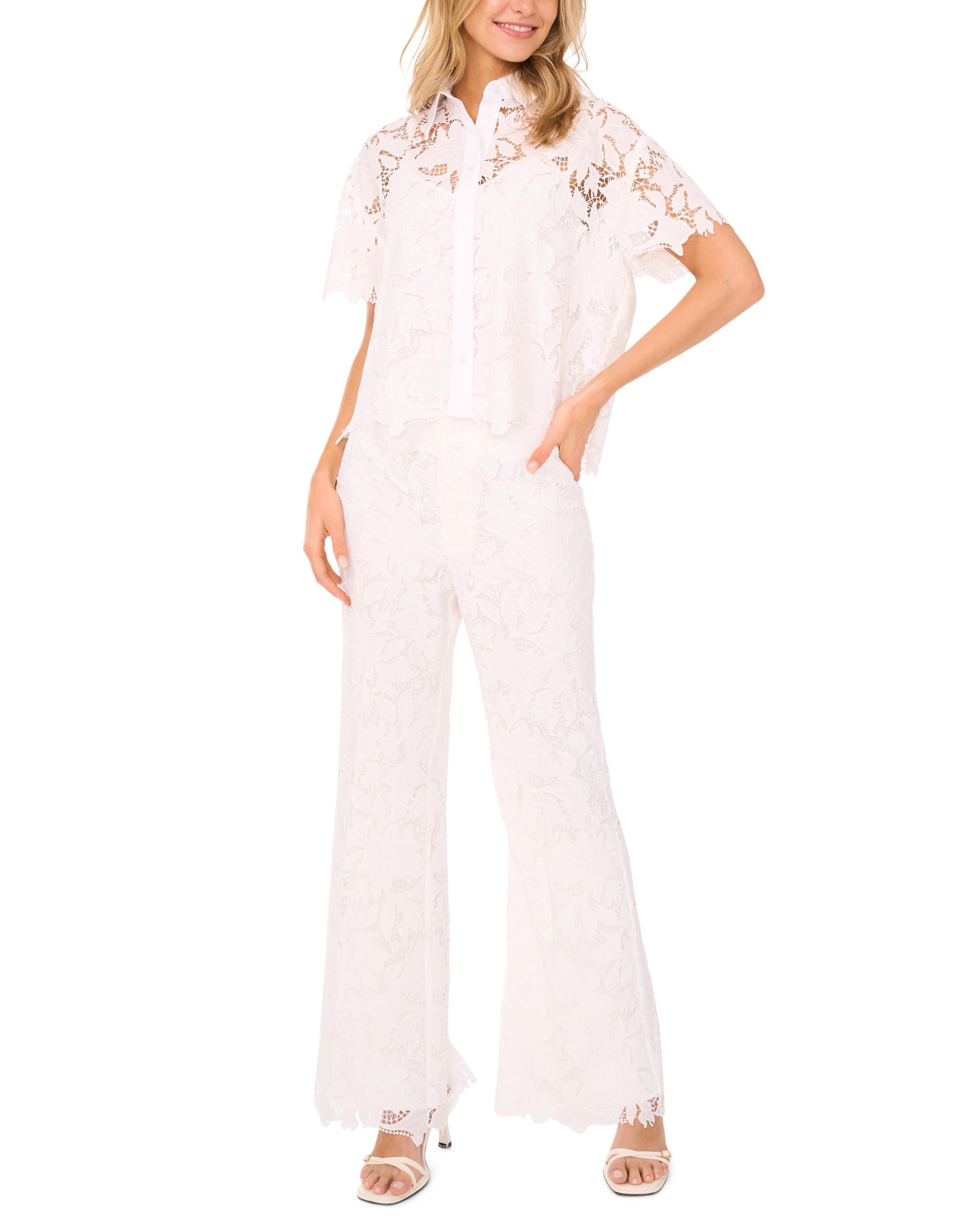 Ted Baker LACE FRONT PLEAT SUITING PANT - White