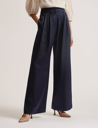 Ted Baker TEERUT - Satin Tailored Wide Flood Length Trousers