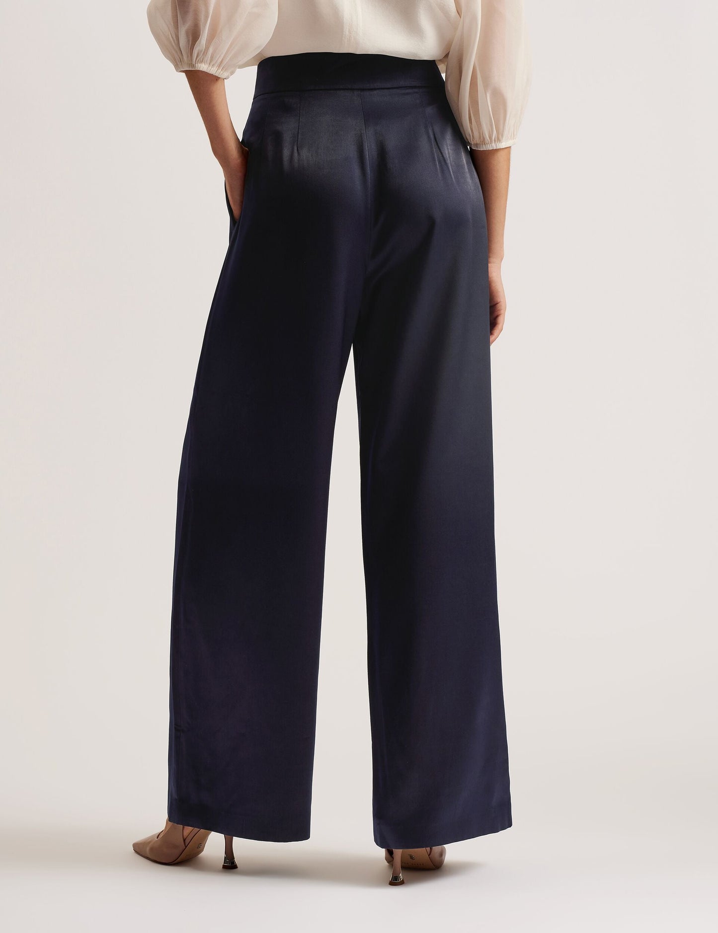 Ted Baker TEERUT - Satin Tailored Wide Flood Length Trousers