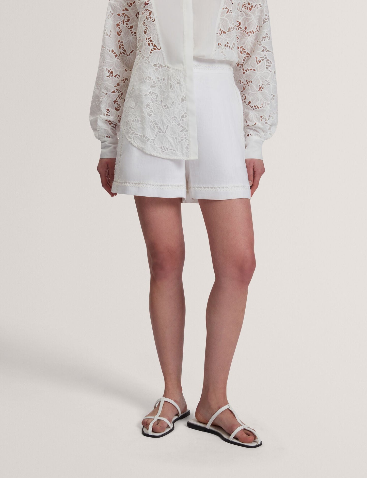 Ted Baker BUCCIA - Crochet Trim High Waisted Linen Shorts