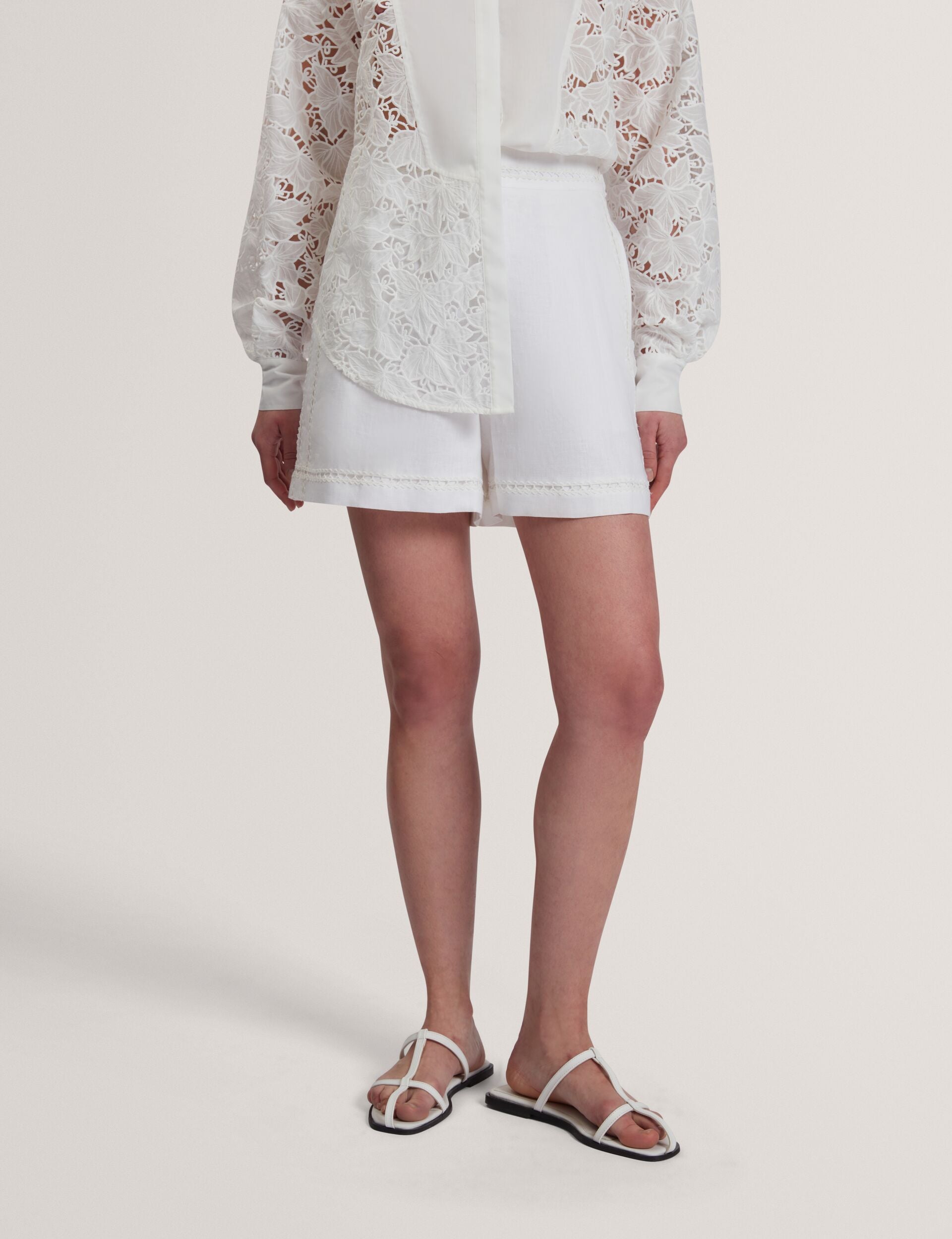 Ted Baker BUCCIA - Crochet Trim High Waisted Linen Shorts