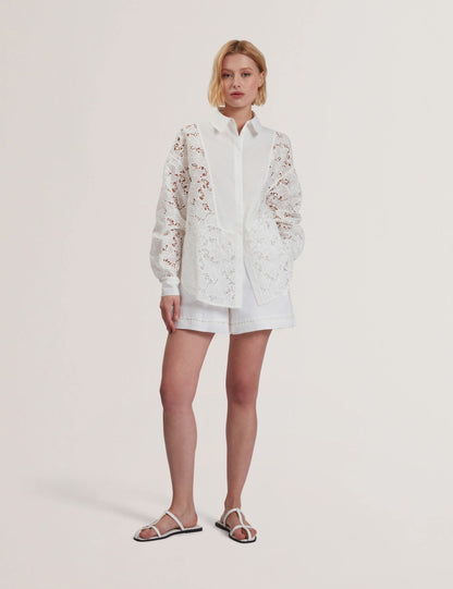 Ted Baker BUCCIA - Crochet Trim High Waisted Linen Shorts