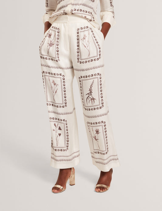 Ted Baker ORNITHA - Panel Print Silk Linen Wide Leg Trousers